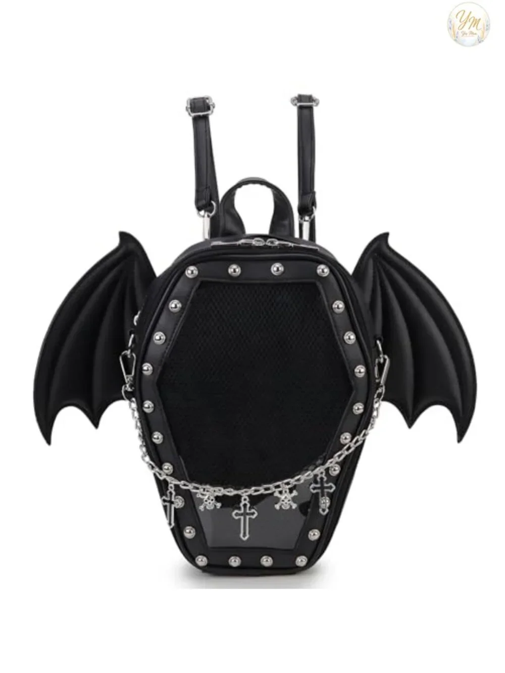 Gothic Coffin Ita Backpack Vegan Leather Pin Display Purse